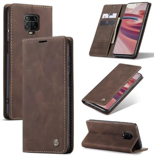 SLWYF Funda para Xiaomi Redmi Note 9S/Note 9 Pro MAX con Tapa Funda de Cuero PU Premium Magnético Tarjetero Suporte Silicona Carcasa para Xiaomi Redmi Note 9S/Note 9 Pro MAX - Rosa