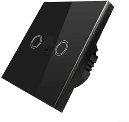 HEIBTENY Doppelter Dimmerschalter Für LED-Lampe/Glühbirne, 2-fach 1-Wege-Touch-Lichtschalter, 110–240 V, 30% – 90% Dimmen, Touch-Steuerung Und LED-Hintergrundbeleuchtung(black)