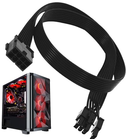 30CM 6+2 Pin PCI Express GPU Grafikkarten-Stromkabel Verlängerung, PCIe 8-Pin Female auf PCIe 8-Pin (6+2) Male Stromversorgungsadapter Verlängerungskabel, Stecker auf Buchse - Schwarz