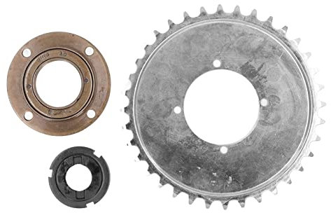 equlup 32T 410 Bicycle Chain Sprocket Kit, 32T Chain Sprocket with 4 Holes for 410 Chain Steel Bike Modified Sprocket Flywheel Adapter Connector Kit