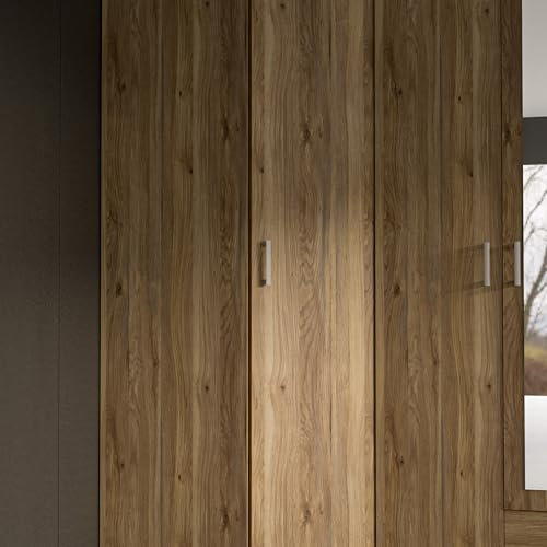 Forte ECONOBOX 2 Eckkleiderschrank 90, 1-türiger Drehtürenschrank, Holzwerkstoff, Mauvella Eiche Dekor, 89,5 cm breit, 210,5 cm hoch, 89,4 cm tief