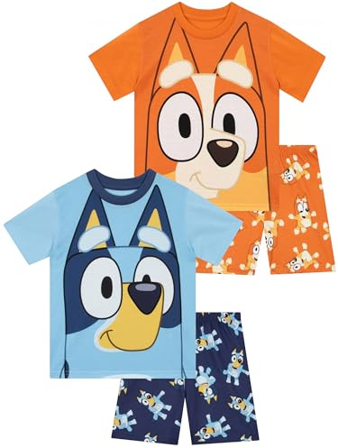 Bluey Schlafanzug | Zweier-Pack Sommer-Schlafanzug Jungen | Bingo Schlafanzüge Für Jungen | Von 18 Monaten Bis 8 Jahren