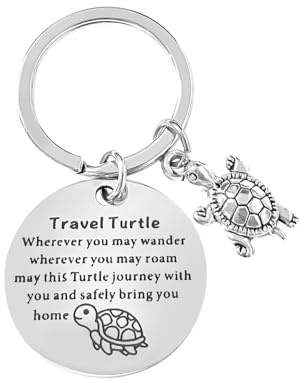 ARWIG Reise-Schlüsselanhänger mit Schildkröte | Geschenke für Reisende | Niedlicher Schlüsselanhänger | Glücksbringer | Abschlussgeschenke | Reisegeschenke für Frauen, Familie, Freunde, Kollegen