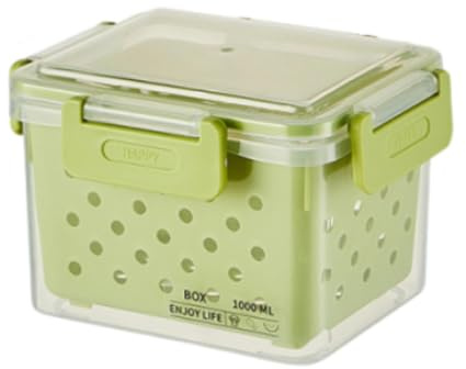 rockible Obstbehälter für Den Kühlschrank, Frischhaltebehälter mit Sieb, Küchen Organizer Box, Gemüse Frischhaltebox für Fleisch, Salat, 12.5x9x10cm