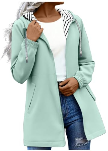 Generisch Damen Softshelljacke Wasserdicht Übergangsjacke Leichte Windbreaker Regenjacke mit Kapuze & Tragetasche Outdoor Jacke Windjacke Einfarbig Sportjacke Outdoorjacke Frauen Wanderjacke