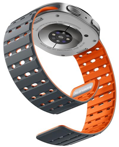 Bandletic Magnetarmband kompatibel mit Samsung Galaxy Watch 9 8 40mm/44mm | Weiche Silikon Sport Atmungsaktive Armband für Samsung Galaxy Watch 8 Classic 46mm/Watch9 8 40mm 44mm für Herren Damen Orange