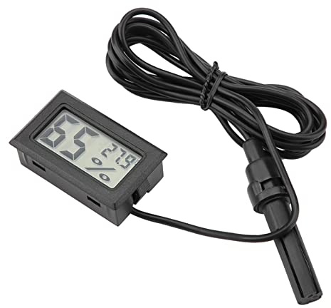 UPALDHOU Mini-LCD-Thermometer-Hygrometer-Monitor für Reptilienbecken, Präzises Temperatur- und Feuchtigkeitsmessgerät für Haustier-Reptilien – Schwarz