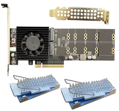 Hipzeepo PLX88024 PCIe Expansion Card Adapter Quad 4 M. 2 NVMe PCIe 4.0 X8 with 2x M. 2 Heatsink Nvme4.0 X4 128 GT/S