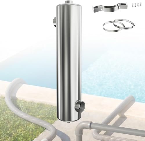 AufuN 60kW Pool Wärmetauscher Edelstahl Schwimmbad Heizung Wärmetauscher für Pool, Spa Whirlpool Hochleistungs Poolheizung ohne Strom 57 x 12 cm für Salz und Süßwasser