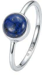 mantraroma Silberring Damen 925 Sterling Silber – runder Edelstein Ring Ø 7 mm, schlichter minimalistischer Damenschmuck modern elegant, Geschenk für Frauen