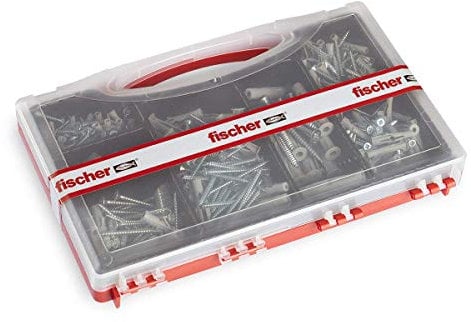 Fischer Kit SOS Casa Valigetta 180 Tasselli S e FU con Vite Assortiti per Fissaggio su Muro Pieno, Forato e Cartongesso, Set 360 pezzi, 71080