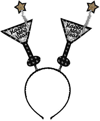 Widmann 09694 - Haarreif Happy New Year, Silber, Accessoire, Glitzer Kopfschmuck, Haarschmuck, Silvester