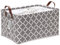 Sea Team Moroccan Pattern Canvas Fabric Storage Basket Collapsible Geometric Design Storage Bin with Drawstring Cover and PU Leather Handles, 16.5 by 11.8 inches, Waterproof Inner