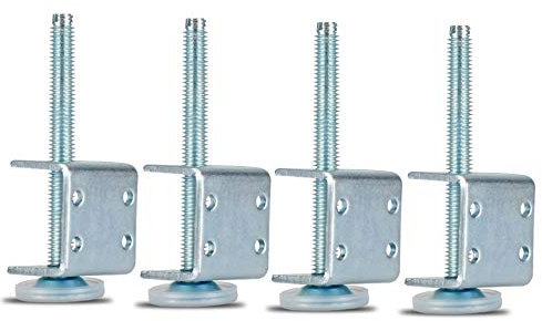Gasea 4 paquets Heavy Duty Réglable U Supports Plinthes avec Pieds de Nivellement, U Niveleurs de Pieds Pour Meubles, Pieds Filetés M10 Avec Supports de Montage