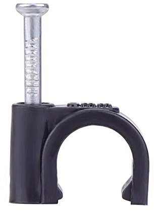 Nartel® Round Cable Clip, 7mm - Black, Pack of 100