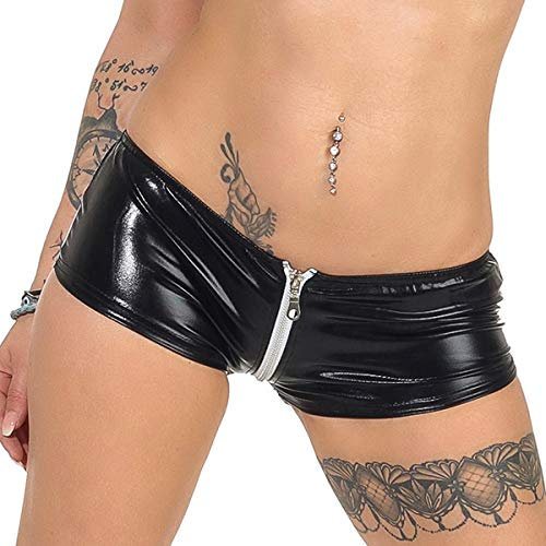 Jela London Damen Hot Pants Panty Glitzer Metallic Shorts GoGo Poledance, Schwarz 32-36