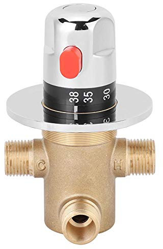 Válvula de mezcla termostática de latón G1 / 2in, grifo de 3 vías Diseño ligero anti-escaldado Válvula de control del mezclador de temperatura Control del termostato del baño en el hogar