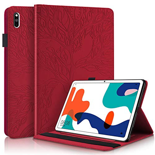Succtop Hülle für Huawei Matepad 10.4 Zoll 2020&2022, PU Leder Folio Ultra Dünnes Schutzhülle Pencil Halter Kartenschlitz Case Cover Tablette Hülle Huawei Matepad 10.4 BAH3-AL00/ BAH3-W09, Rot