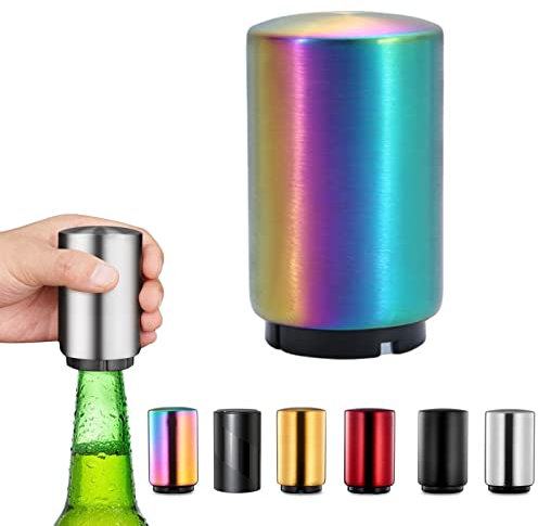 Magnetic Bottle Opener, Stainless Steel Push Down Beer Cap Opener With Magnet - Kitchen Gadgets and Gifts for Men, Christmas, Father's Day