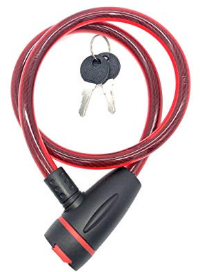 TIJAR Bike Lock Cable, Quality Twisted Steel Cable Covered with Water and Scratch Proof Silicone Coated, Ideal for Bikes, Electric Bike, Skateboards, Strollers and Outdoor Equipment (Red)