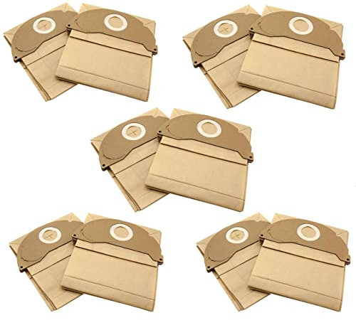 vhbw 10x sacs compatible avec Kärcher A 2000 - A 2099 Serie, A 2003 Serie, A 2004, A 2014 CV, A 2014 CarVac aspirateur - papier, marron