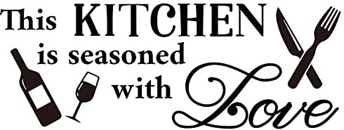 SUPERDANT Kitchen Wall Stickers Kitchen Love Wall Decal Knife Fork Wine Decals Stickers for Walls Vinyl Wall Art Peel and Stick for Pantry Cupboard Fridge Grey Housewarming Gift 61x23cm