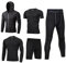 HZQIFEI Herren 5 Stücke Sport Anzug Fitness Anzug Schnelltrocknend Strumpfhosen Laufanzüge Kompression Shirt Gym Training Lauf Trainingsanzüge (Stil#5, L)