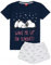 Snoopy Pyjamas Ladies Damen Top Long- oder Kurze Bottoms-Optionen Navy PJs