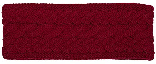 styleBREAKER Damen Strick Stirnband einfarbig mit Zopfmuster, Thermo Fleece Futter, Winter Headband Uni 04026058, Farbe:Bordeaux-Rot