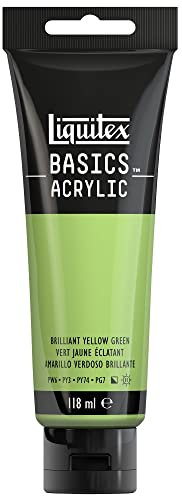 Liquitex 8870050 Basics Acrylfarbe Gelbgrün Brillant – 118ml Tube, lichtecht, mittlere Viskosität, seidenglänzend, monopigmentiert, Archivqualität