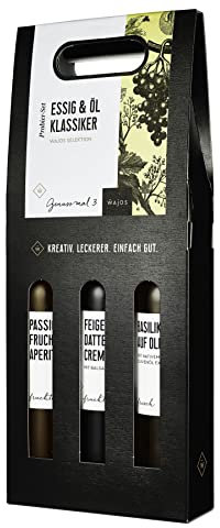 Wajos Geschenkset Essig Öl, 3 x 100 ml: Essig Öl Set als Geschenk für Männer und Frauen, Feinkost Geschenkset für die Küche