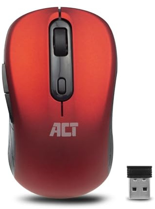 ACT Maus Kabellos Rot, 1600 DPI, 2.4Ghz USB, Leichtgewicht – AC5135