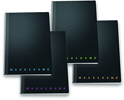 Pigna Monochrome Notizbuch, Singer Drahtbindung, 5M innen, Quadrate, A4 Maxi Format 22x28 cm, Perfekt für Notizen und Zeichnungen, 5