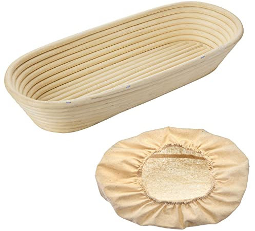 Westmark Gärkörbchen-Set, Gärkörbchen oval + Bezug, Peddigrohr/Baumwolle, Hellbeige/Beige, 3202227B