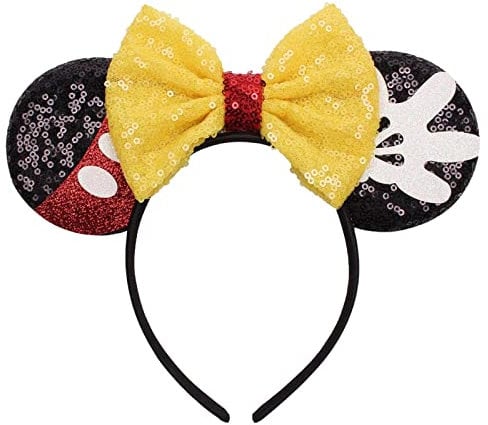 Mouse Ears Bow Headbands Shiny Bows Glitter Party Decoration Cosplay Costume for Kids Girls Women Princess Party Decorations Cosplay (Pink)