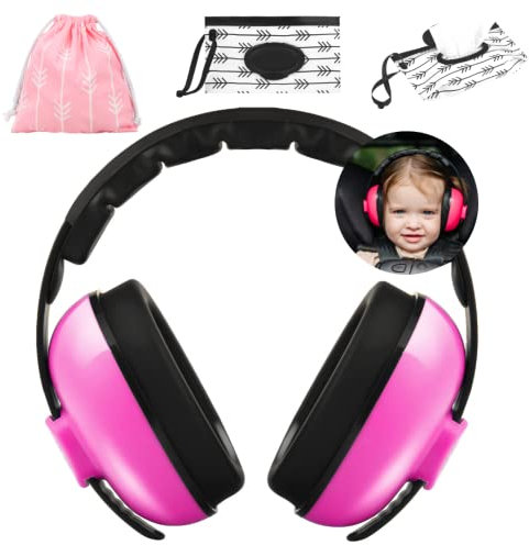 Kiki Babies Auriculares con cancelación de ruido para bebé, auriculares infantiles con dispensador de toallitas para bebé y bolsa de viaje, orejeras suaves de primera calidad para conciertos, al aire