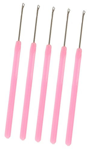 zalati Loop Needle Threader Herramienta de gancho de tracción de alambre de ganchillo para tubos de extensiones de cabello, perlas, microperlas, microenlaces