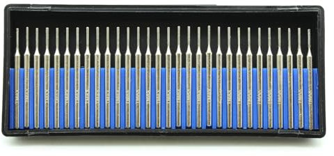 TMAX 30 pc 1 mm (1/32 Inch) Medium Grit 150 Diamond Coated Burrs Glass Drill Bit Set with 1/8 Inch Shank for Dremel Rotary Tools