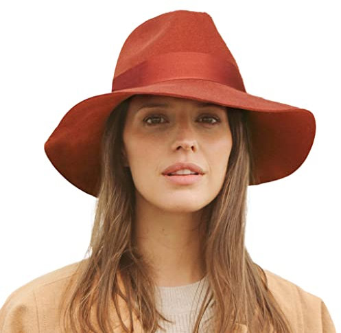 House of Ord Cape Town Heather Winter Fedora Damen Filzhut Wollhut mit Krempe UV-Schutz Sonnenhut - Größe: L/59cm Farbe: Rot