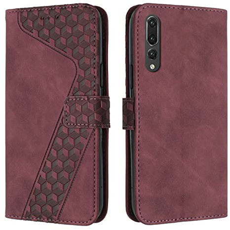 OKZone Coque pour Huawei P20 Pro, Etui Protection Housse Premium en Cuir PU Portefeuille Étui Téléphone [Fermoir Magnétique] [Fentes pour Cartes] Flip Case pour Huawei P20 Pro（Rouge