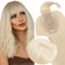 Elailite Topper Extensions mit Fringe, Haartopper für Frauen, 150% dichte Toupet Clip in, 7 * 13cm Basis, weich, 16(40cm), 48g, 60 Platines Blond