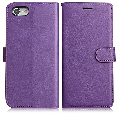 DENDICO Cover per iPhone SE 2022 / iPhone SE 2020 / iPhone 8 / iPhone 7, Premium Portafoglio PU Custodia in PU Pelle, Flip Libro TPU Bumper Caso per iPhone SE 2022 / SE 2020/8 / 7, Viola