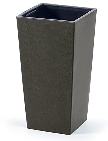 IMJ-Global Urbi Square Eco Wood - Maceta cuadrada decorativa de plástico y 33% madera para interior y exterior, 24 x 24 x 45 cm, diseño moderno, 19 litros