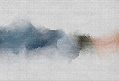 Blau Fototapete | Moderne Tapete mit Farbverlauf | Wasserfarben Vlies Fototapete in Weiß Blau Rot ideal für Büro und Schlafzimmer | Aquarell Vliestapete abwaschbar