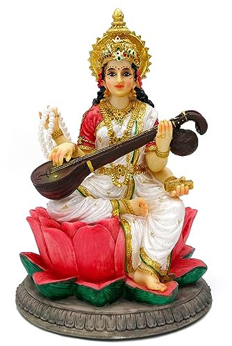 Saraswati-Statue der Hindu-Göttin – 21,8 cm H Saraswati-Skulptur indischer Diwali-Puja-Artikel, Murti-Geschenke für indische Männer, Frauen, Freunde, Familie, Diwali, Geschenke, Zuhause, Büro,