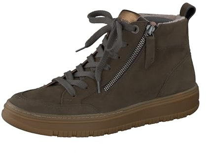 Paul Green Damen Hightop-Pauls mit Relax-Weite und Wechselfußbett, Frauen High-Top Sneaker,schnürschuhe,schnürer,mid Cut,Oliv (Military/Messing),37 EU / 4 UK