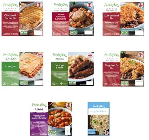 Nation's Favourites Variety Box - Parsley Box Microwavable Long-Life Cupboard-Store Ready Meals (7 Meals)