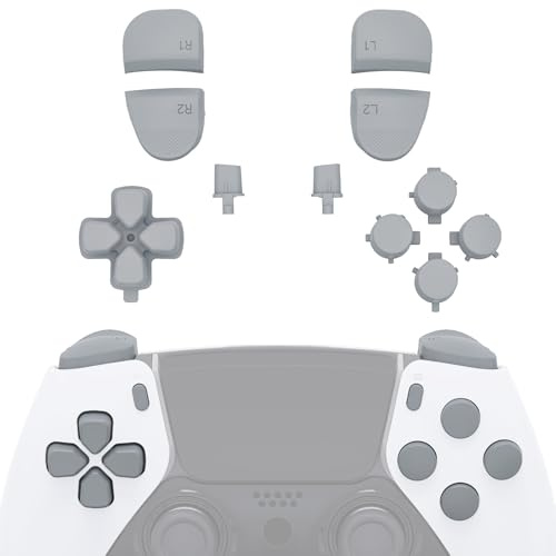 eXtremeRate Boutons de Remplacement pour ps5 Edge Manette | D-Pad Share Options Home Face Boutons R1 L1 R2 L2 Triggers Compatible avec ps5 Edge Controller, Nouvel Espoir Gris