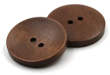 Wambere 30 Stück 30mm Natürliche Holzknöpfe handgefertigte Knöpfe Hölzerne Runde Knöpfe 2 Löcher Knöpfen für DIY Basteln Kunsthandwerk Stricken Nähen von Kleidung Mantel Hüten Taschen,Kaffee A
