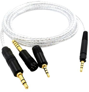 Yaowanguan Cable Balanceado con Adaptador de 4.4mm,2.5mm,3.5mm para Sennheiser HD518 HD558 HD598 HD569 HD579 HD599 Auriculares,HD598/HD558 3 in 1 Chapado en Plata Cable de Actualización de Repuesto